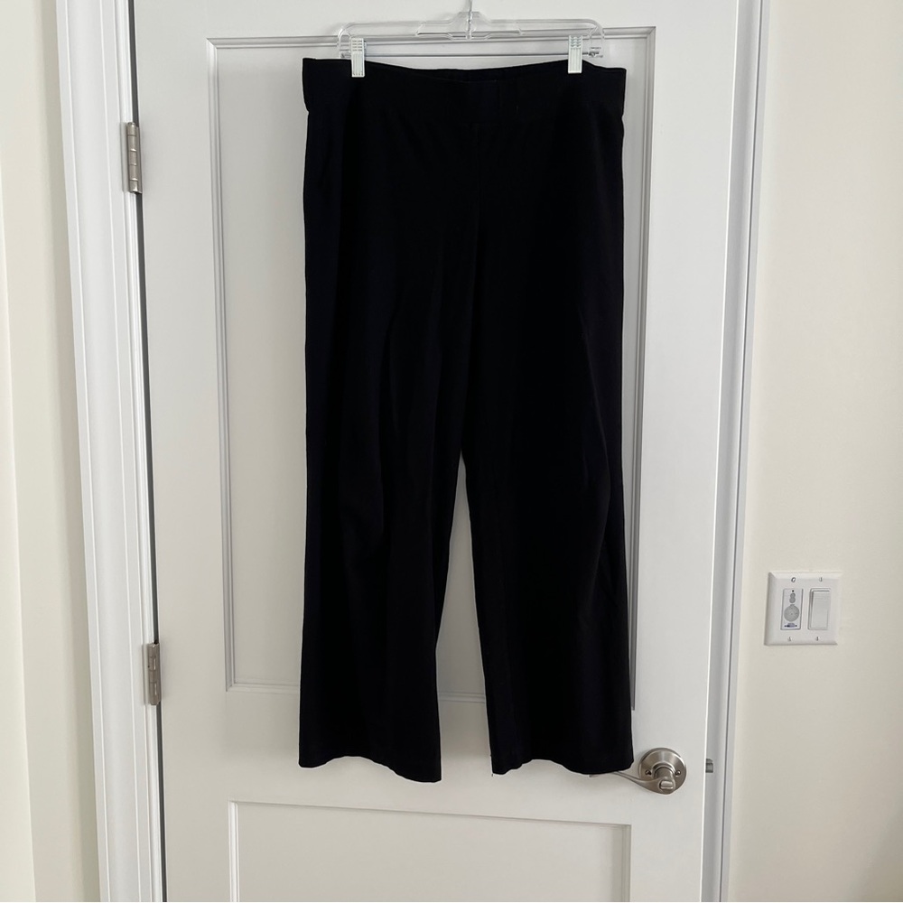 Eileen Fisher Crepe Pull On Pants Black Sz L